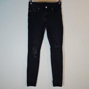 William Rast Black Skinny Jeans with Distressed Details